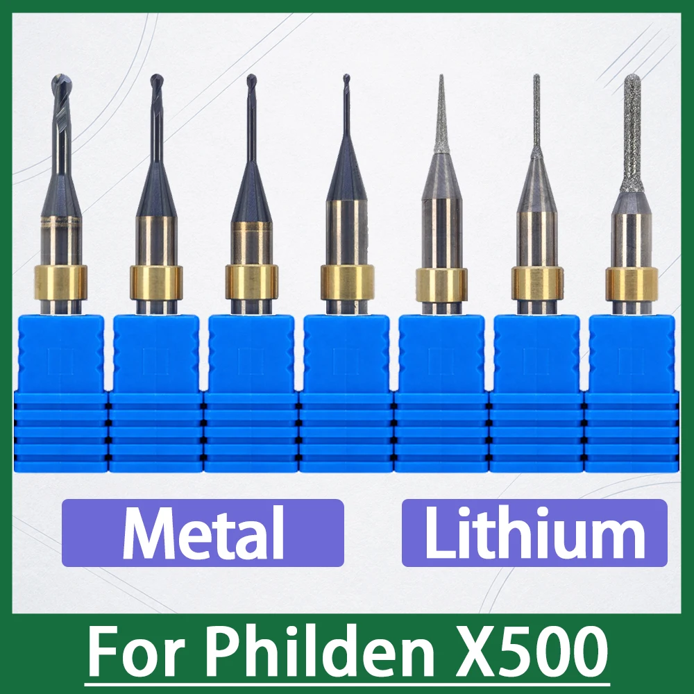 Drill Bits Milling Cutters Compatible wtih Philden X500 CAD/CAM | For Glass Ceramic, Metal, Zirconia, PMMA