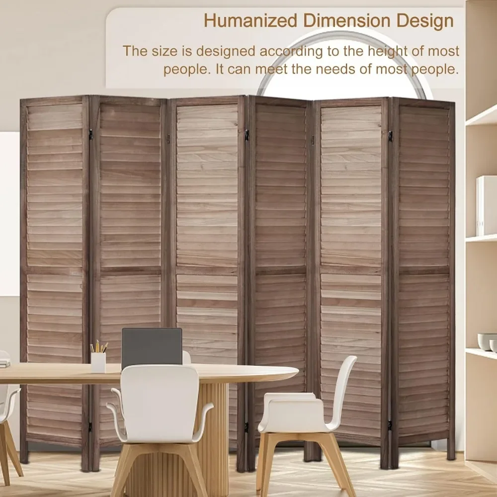 6 Panel Room Divider Wall, Wood Privacy Screen, Room Dividers and Folding Privacy Screens, 5.6Ft Tall 16