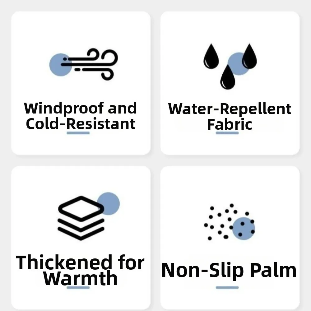 Reflective Sanitation Worker Gloves Touchscreen Waterproof Work Protective Gloves Cold Proof Thicken Five-Finger Gloves Skiing