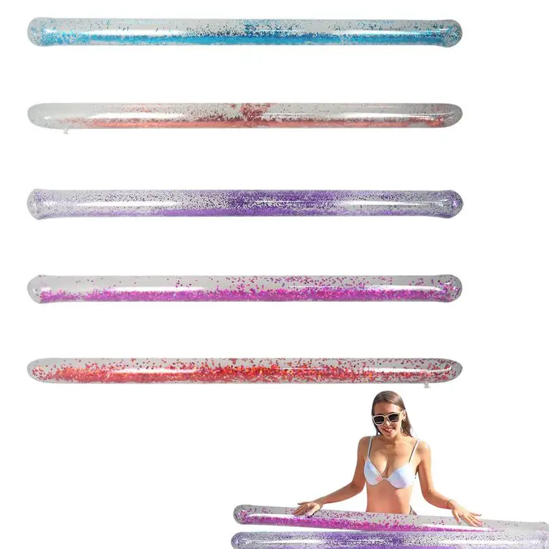 Inflatable Swim Float Pool Noodle With Coloured Glitter Water Floating Noodle Floaties Inflatable Pool Floats for all ages