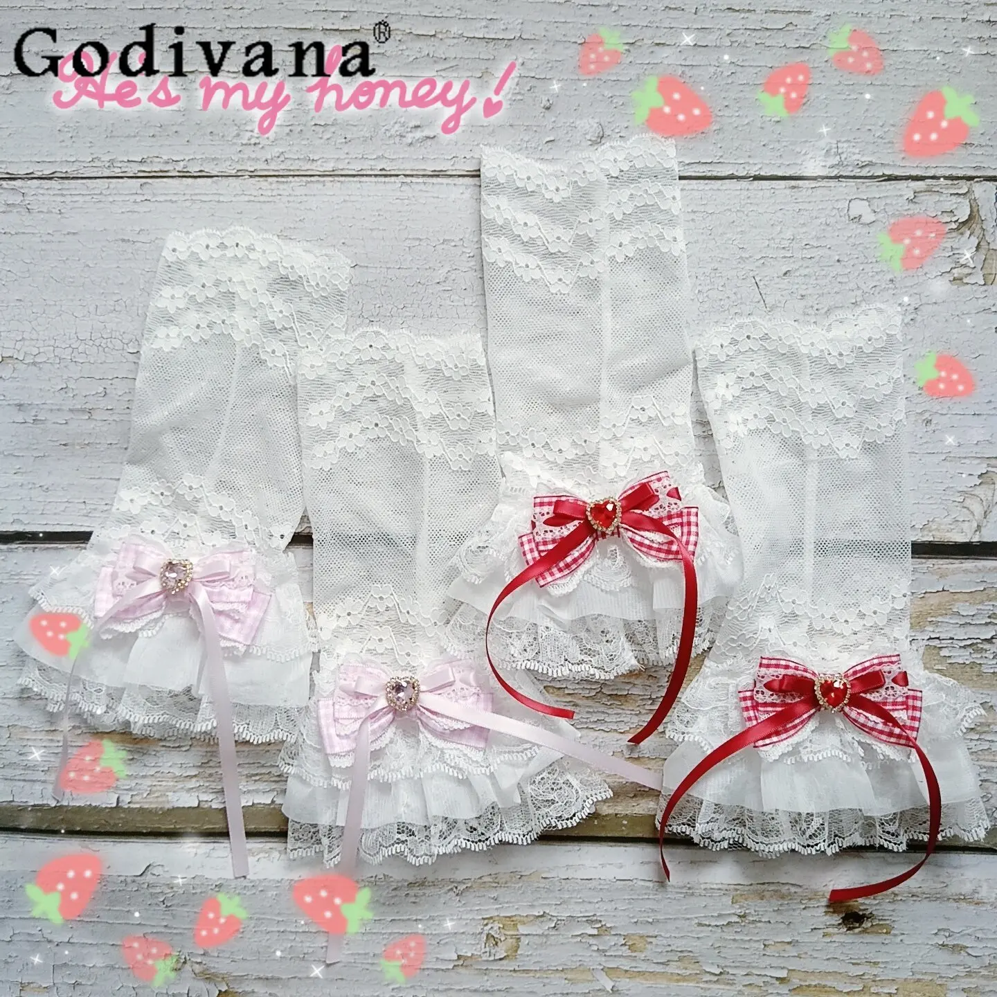 

Japanese Mine Series Mass Production Sweet Lolita Hand Sleeve Girls Bow Lace Splicing Lolita Oversleeve Arms Warmer for Women