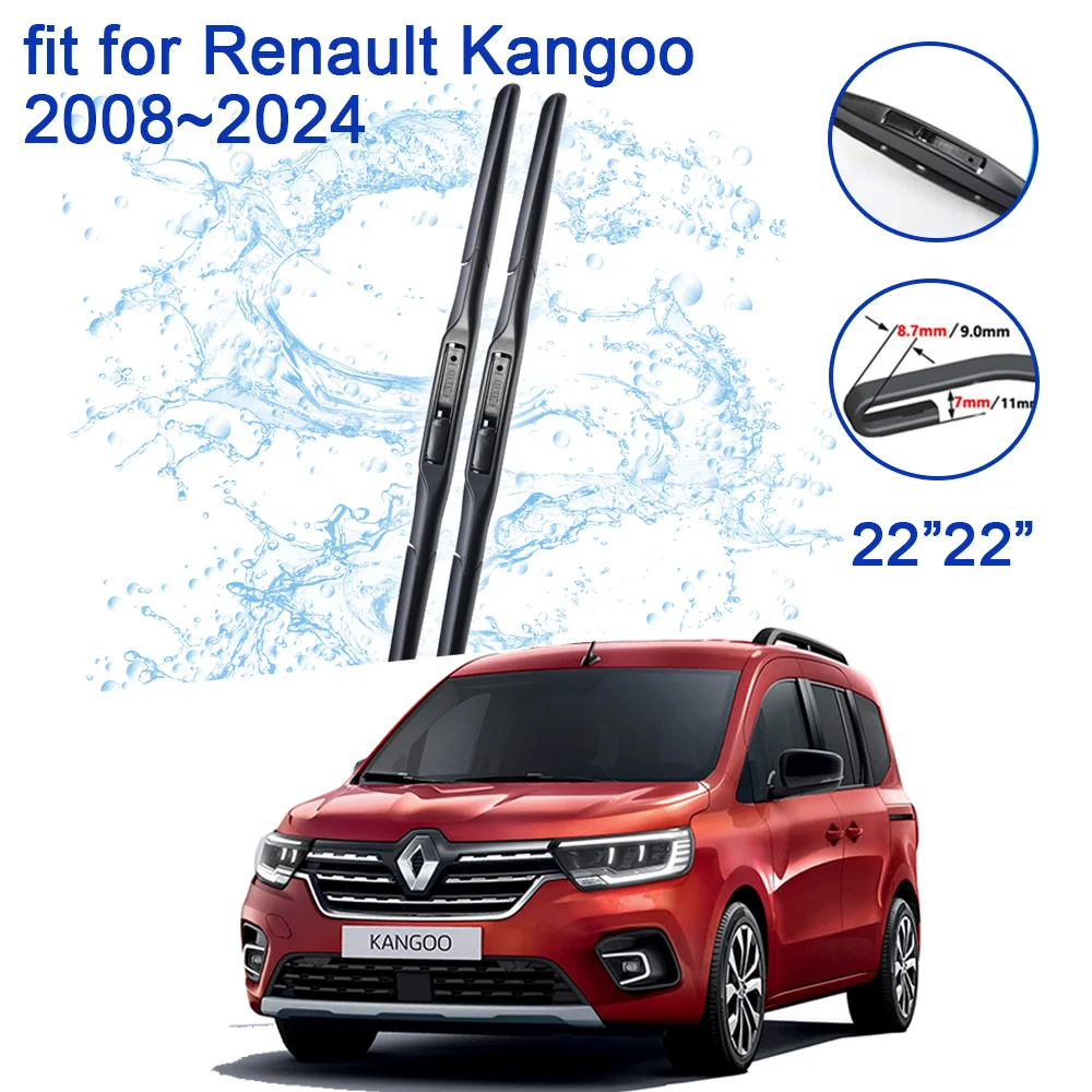 Car Wipers Blades for Renault Kangoo 2 3 2008~2024 2016 2014 2013 Nissan NV250 Accessories Front Window Brushes Winter Cleaning