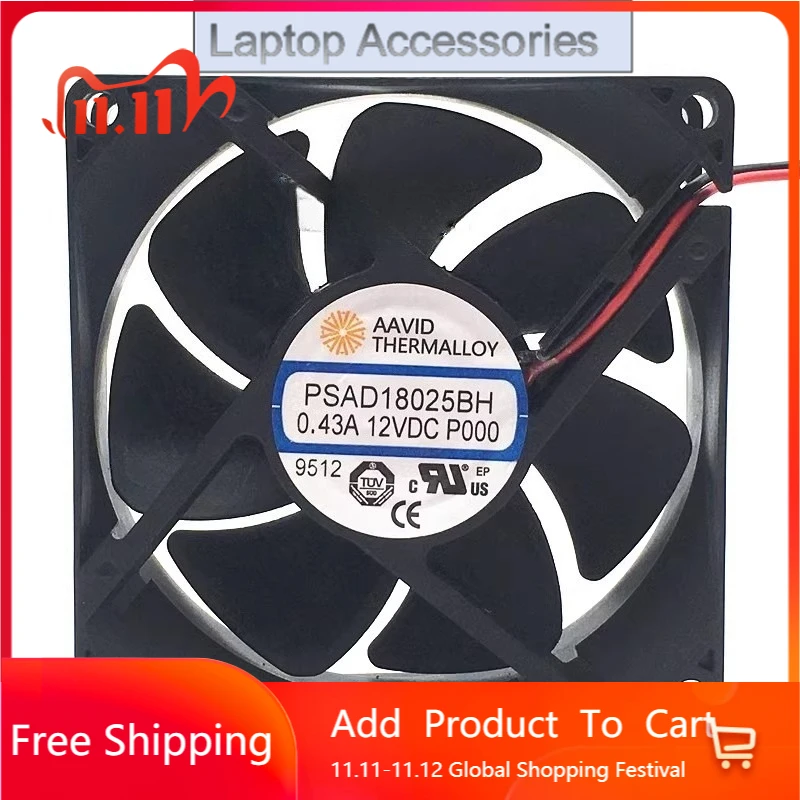 F Новый вентилятор для NSTECH PSAD18025BH A887 DC12V 0.43A 8CM 80X80X25mm
