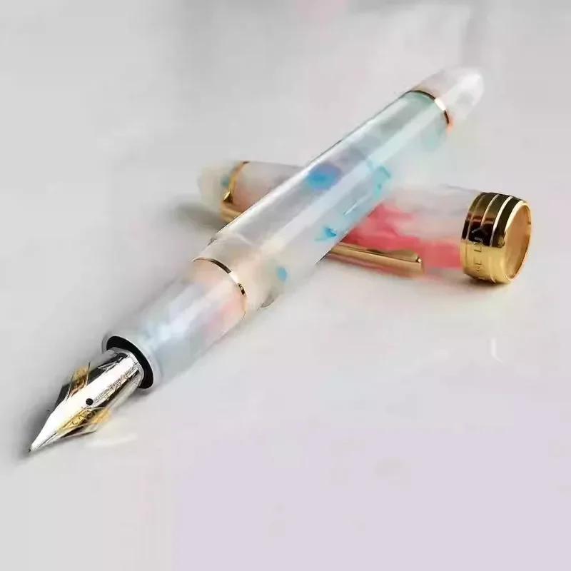 

New KAIGELU 356 Torpedo White Pink Resin Fountain Pen EF/F/M 0.38/0.5/0.7mm Nib Ink Pen Transparent Acrylic Student Writing Gift