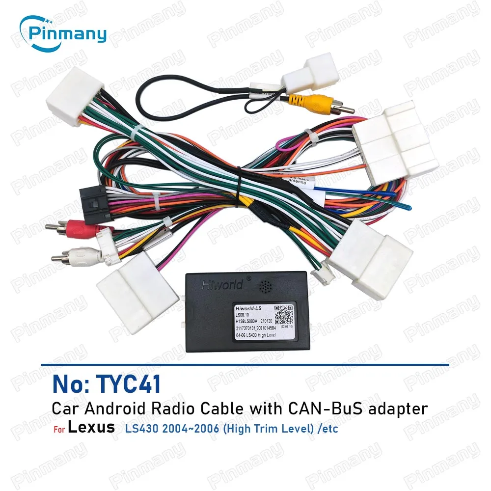Car Android Head Unit Cable Adapter Power Wire Harness Connector CAN Bus Decoder TYC41 For Lexus LS430 2004~2006 High Level