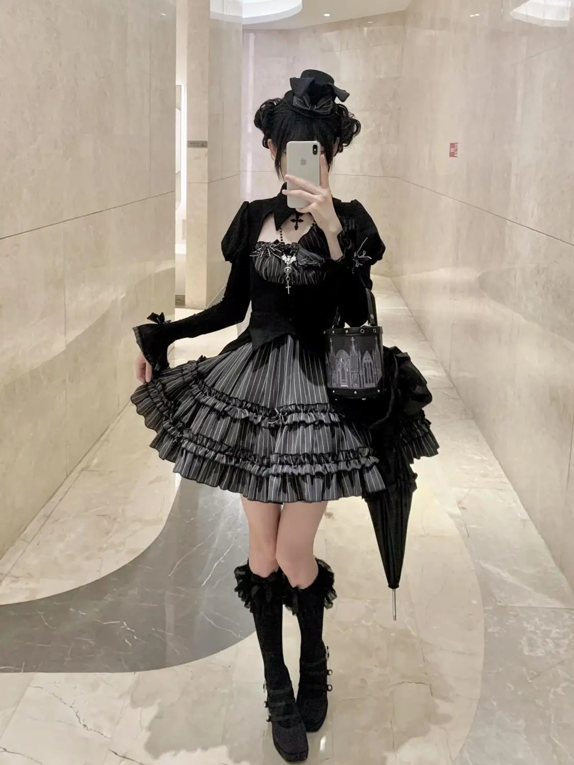 Japan Two-piece skirt top Vintage Lolita Dress Women Gothic Y2k Puff Short Sleeve Laminated Flounces Mini Bow Ruffles Vestidos