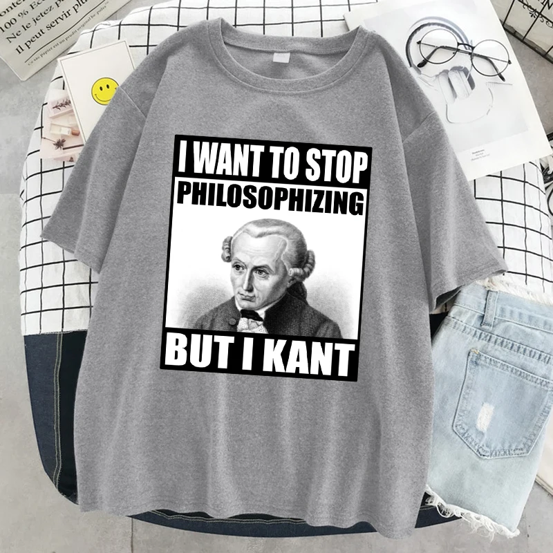 Kant Meme Philosophizing Funny Philosophy Tshirt Women Hip Hop Fashion Short Sleeve Summer Soft Clothes Casual T-Shirt Female