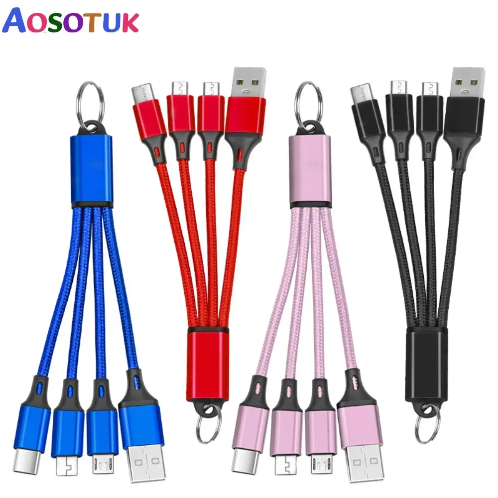 3 In 1 USB Cable Short Micro USB Type C Cable For iPhone 13 12 11 Samsung Xiaomi Mobile Phone Charger Cable Mini Wire