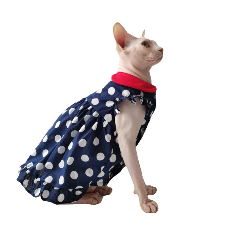 Summer Princess Style Cotton Doll Neck Skirt Breathable and Refreshing Sphinx Hairless Cat German Clothes