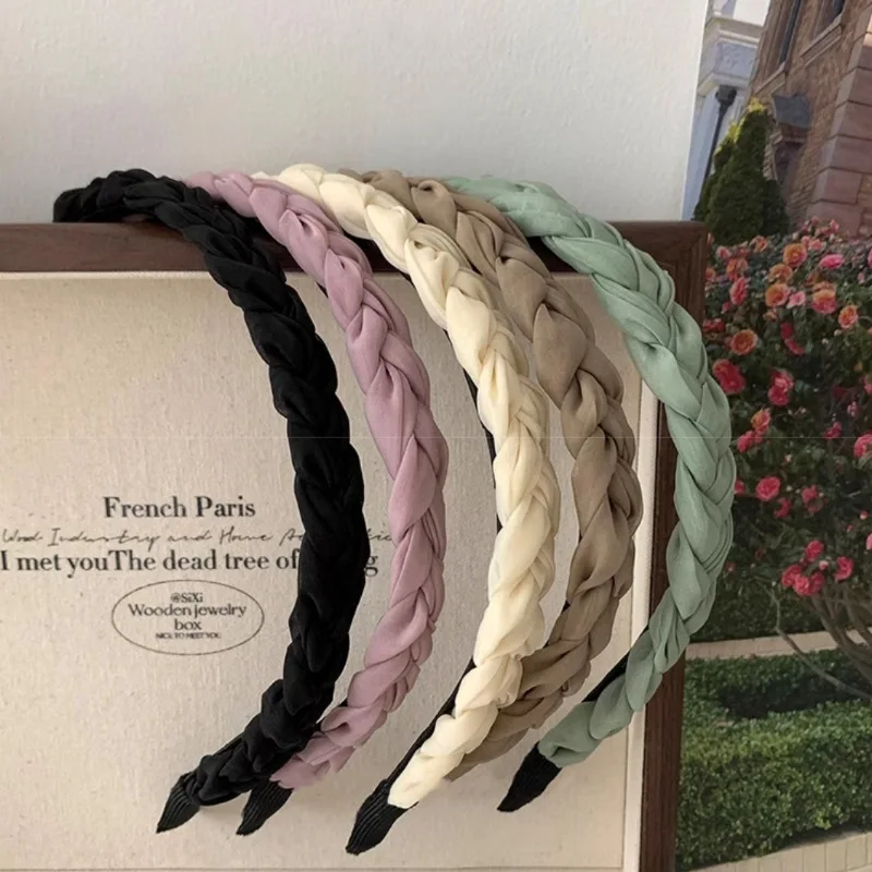 French Retro Elegant Knot And Twist Pure Color Hair Band Simple Temperament High Cranial Top Hair Band Hair Accessories  Female