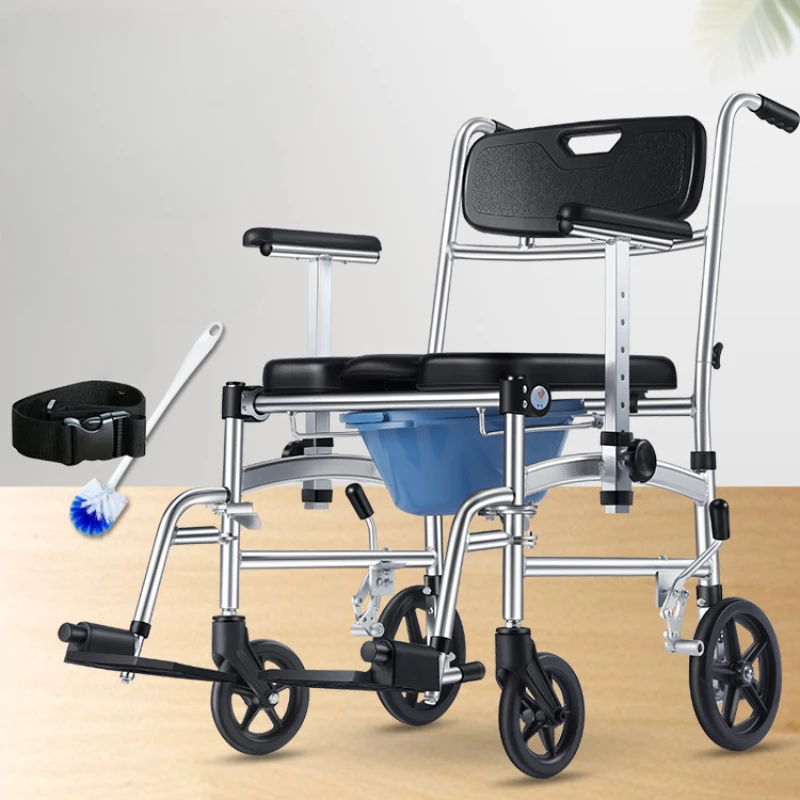 Elderly person's toilet chair with wheels, pregnant woman's household toilet, disabled person's foldable mobile portable toilet