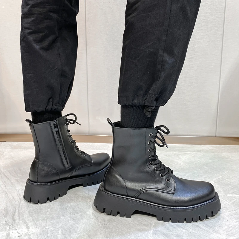 Men's boots 2026 Spring and Autumn men's mid high top winter British style leather short boots workwear boots