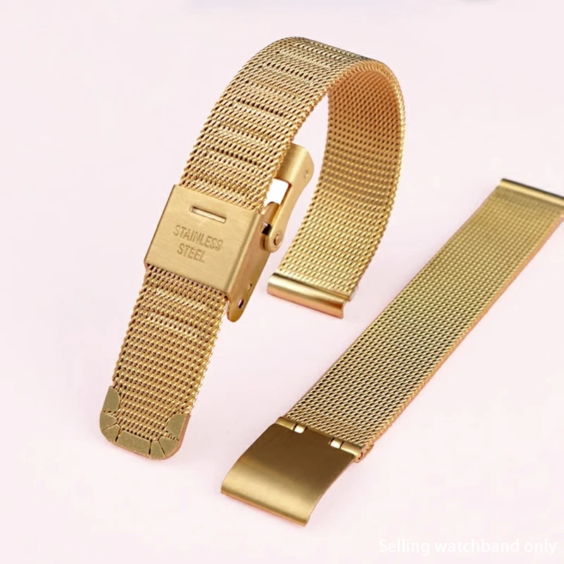 Vintage Small Square Metal Watchband for CASIO A159w-n1 A158WA LA680 /690 Strap Stainless Steel Bracelet Milan Webbing 13/14/18/