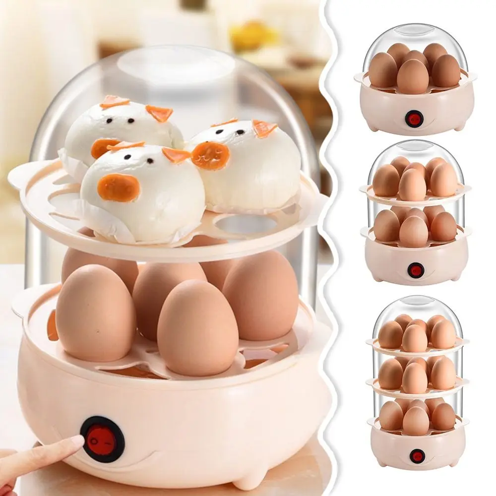 Chaudière à œufs Portable à mise hors tension automatique, multicouche avec tasse à mesurer, Machine à petit déjeuner, Mini cuiseur à vapeur pour la maison et le dortoir