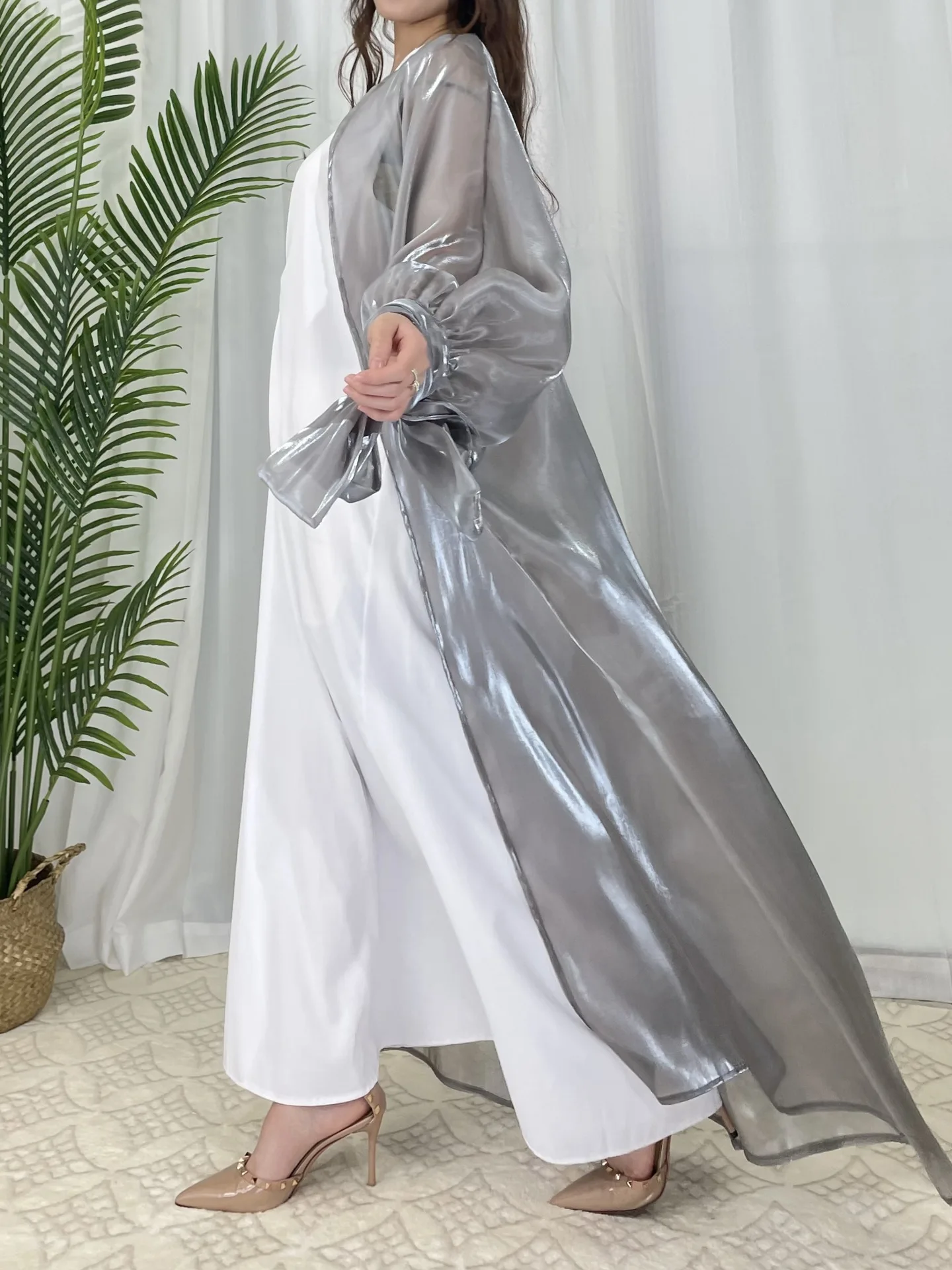 

Мусульманская новая мода Дубай, женское блестящее открытое кимоно Абая, Саудовский марокканский кафтан, элегантная вечеринка, исламская одежда, турецкие арабские халаты