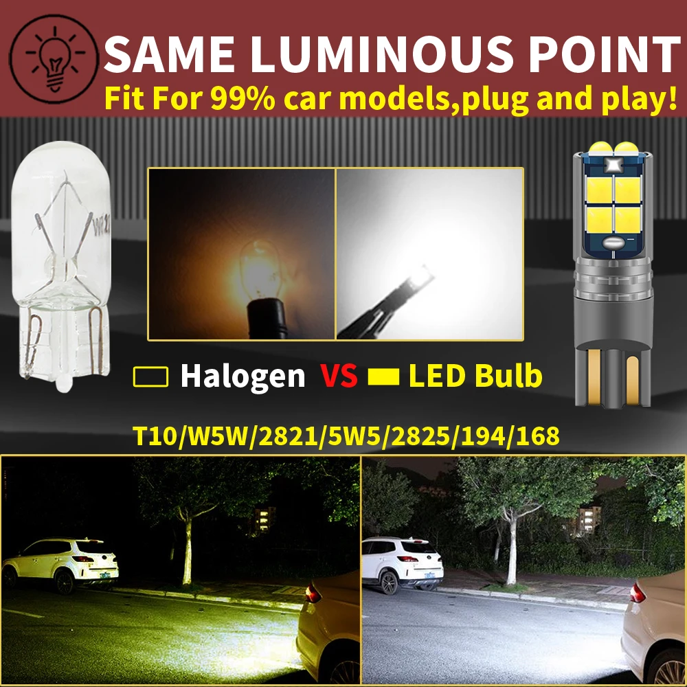 2pcs LED Clearance Light Parking Lamp Bulb W5W T10 194 2825 Canbus For Volvo C30 C70 S40 S60 S70 S80 V50 V70 XC70 XC60 XC90