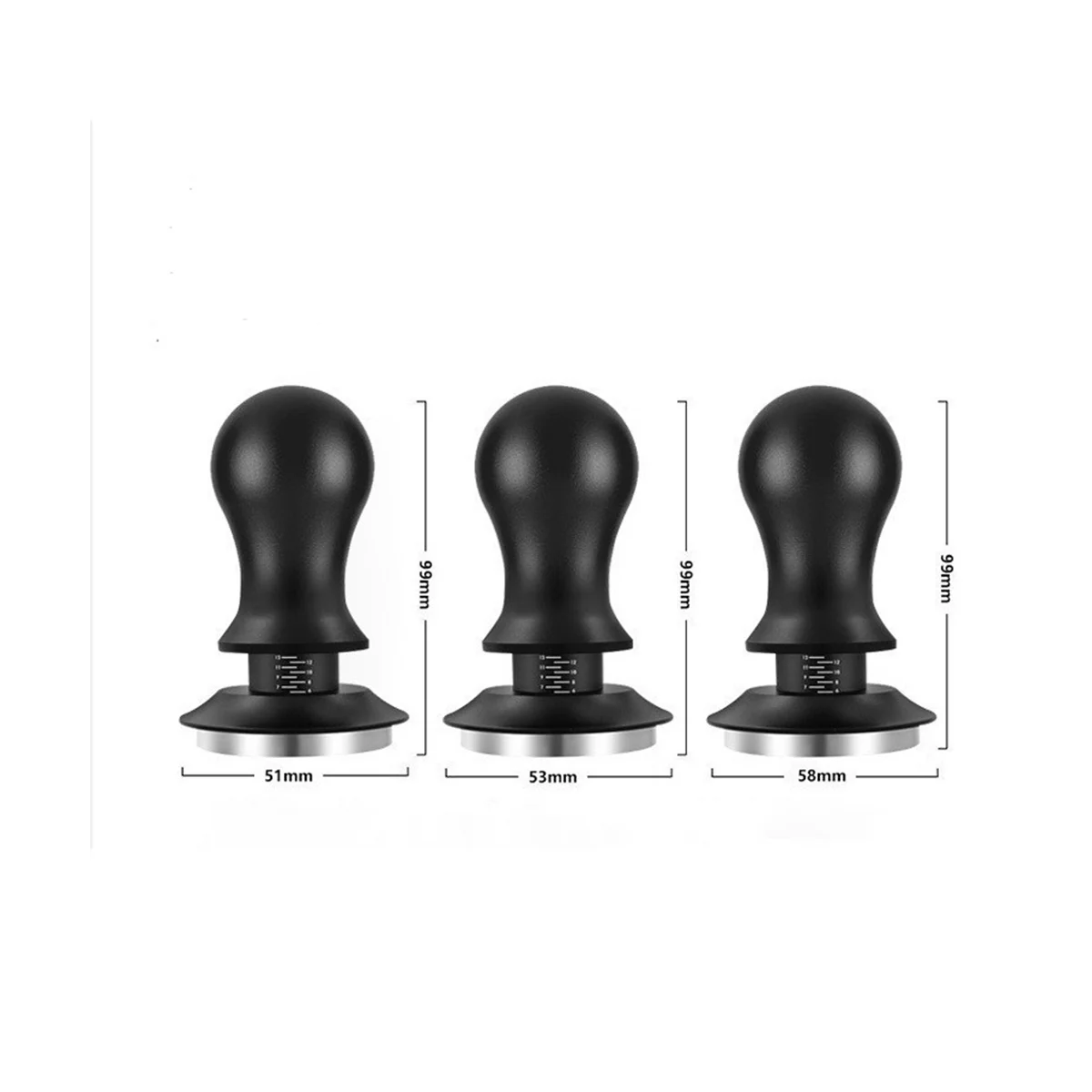 

53mm Espresso Tamper Coffee Tamper with Powder Press Needle Stainless Steel Tampers with Scale Coffee Distributor