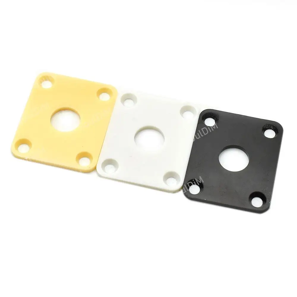 2Pcs Plastic Square Guitar Jack Plates JackPlate Cover for LP Electric Guitar Yellow Black White