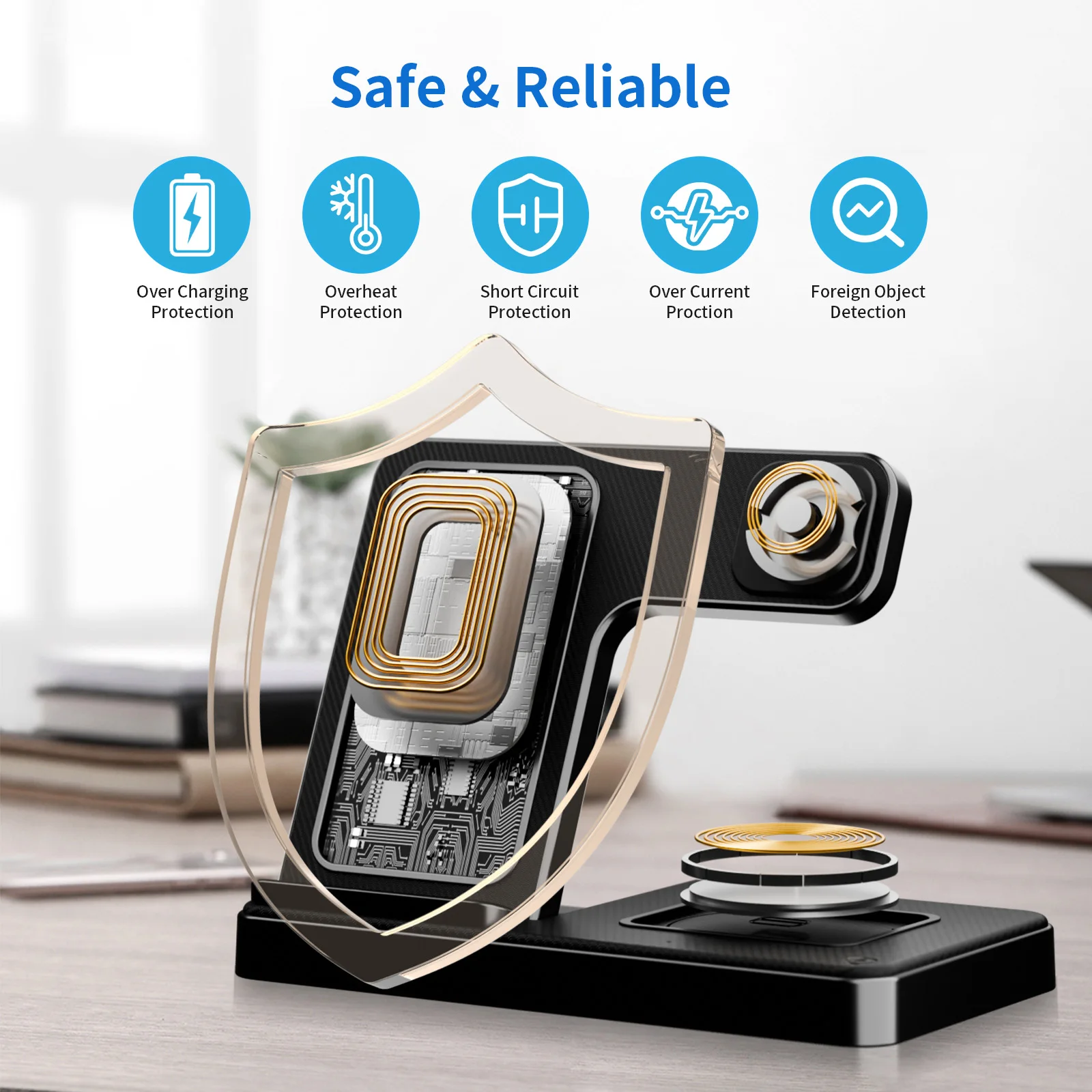 محطة شحن لاسلكية 3 في 1 شحن سريع مغناطيسي 18 وات قابلة للطي لهاتف آيفون 16 15 14 13 12 Pro/Pro Max/Plus/Watch & Airpods #5