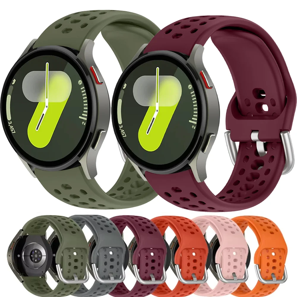 Спортивный силиконовый ремешок для Samsung Galaxy Watch 7 FE 6 5 4 44 мм 40 мм Мягкий браслет Watch 5Pro 45 мм 6 4 Классический браслет 47/43 мм