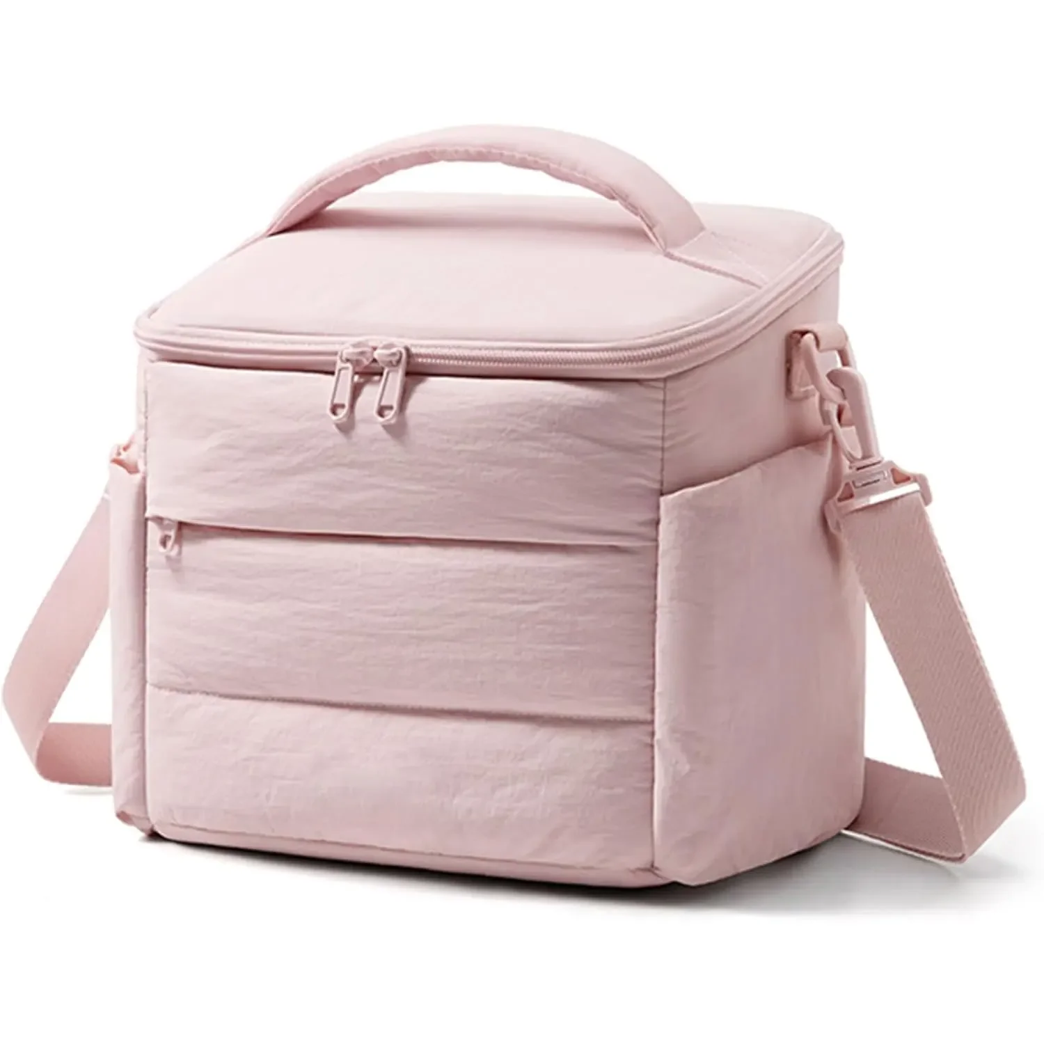 New Insulated Bento Lunch Box Bag Soft Fabric Lunch Cooler Bag With Front Hidden Pocket Side Pockets Portable Food Storage Bag