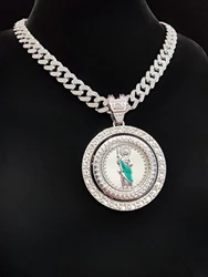 Hip Hop Saint Jude Pendant Necklace Men Women Cuban Chain Iced Out Bling Cuban Necklaces HipHop Jewelry Fashion Gift