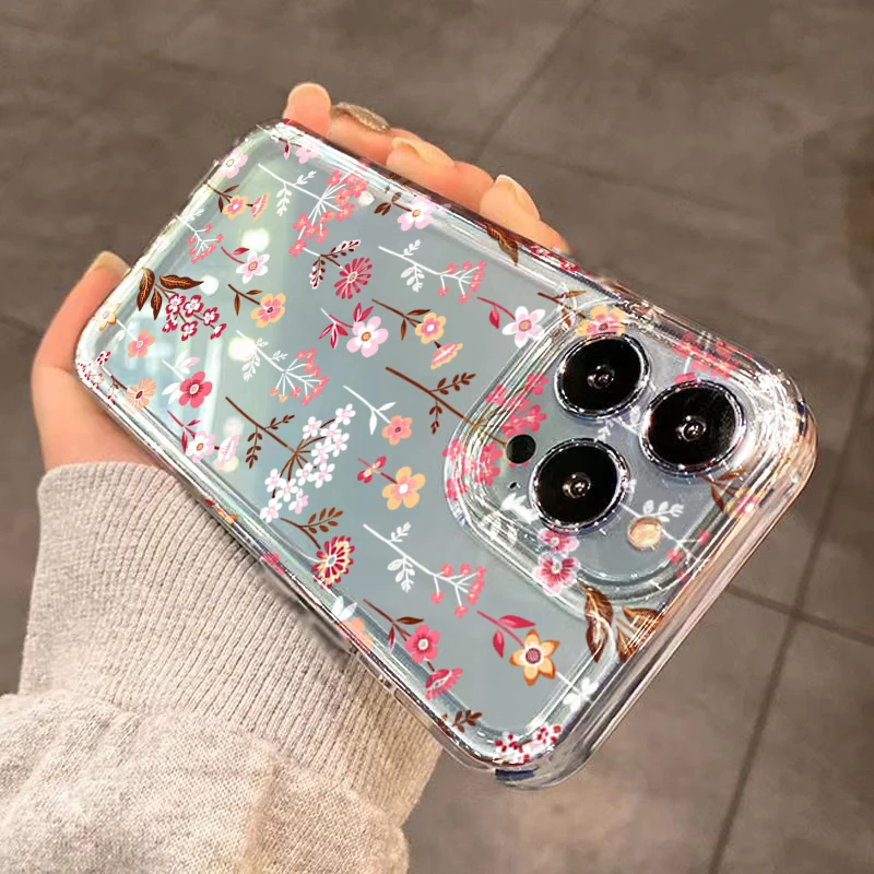White Pink Floral Transparent Phone Case For Samsung Galaxy S26 Ultra S25 FE S24 S23 S22 Plus A17 A37 A57 A56 A55 A54 A53 Cover view 6