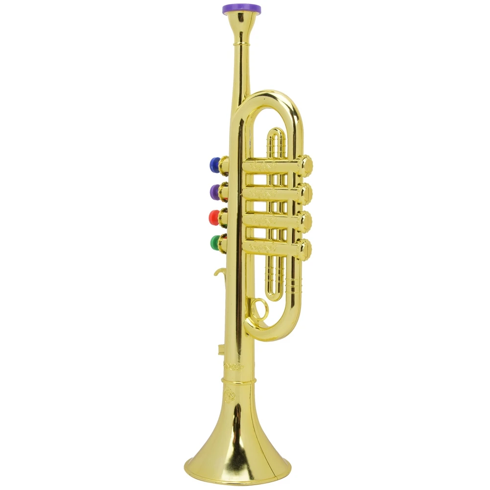 Kid Trumpet Golden Coated Plastic Children Preschool Music Toy Gift Wind Instrument Plastic 