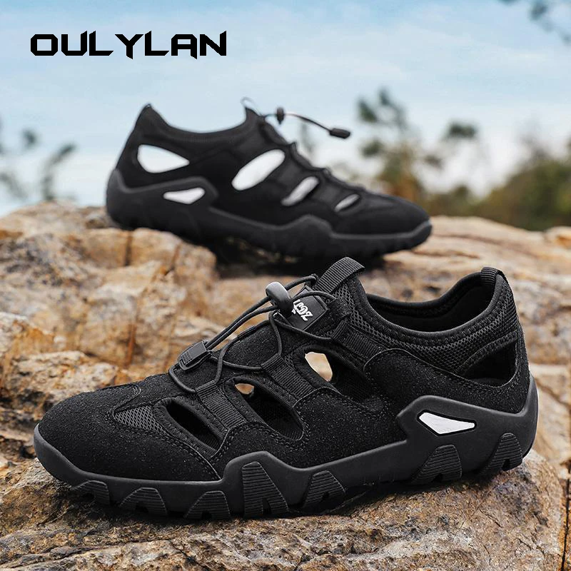 

Oulylan Men Sandals Summer Beach Flats fashion Breathable Outdoor Hiking Sandals Wading Beach Shoes Male Trekking Sandals