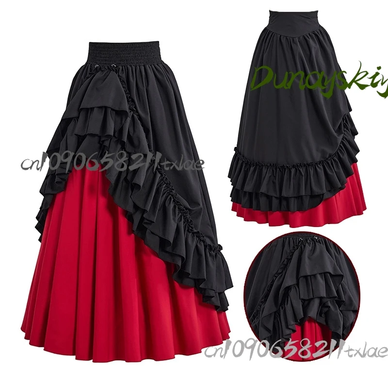

Punk Skirt Victoria Retro High Waisted Gothic Midi Skirt Women Cosplay Costumes Medieval Dark Vintage Party Daily Halloween