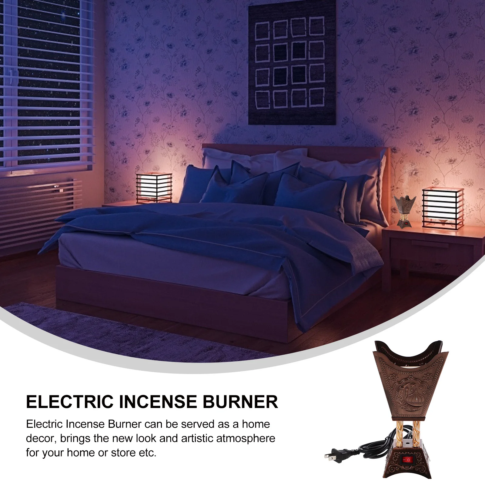 

Compact Electric Incense Burner Arabian Themed Tabletop Censer Holder Home Decor Elegant Mysterious Gift Friends