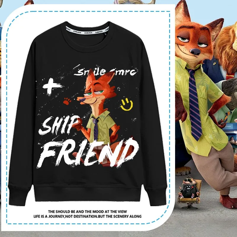 

Judy And Nick Co-branded Long Sleeve T-shirt Kids Disney Mad Zootopia Anime Cotton Boy Clothing Trend