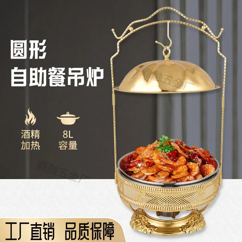 Cross-border stainless steel golden buffet stove hanging stove luxury hotel insulation stove restaurant wedding banquet alcohol