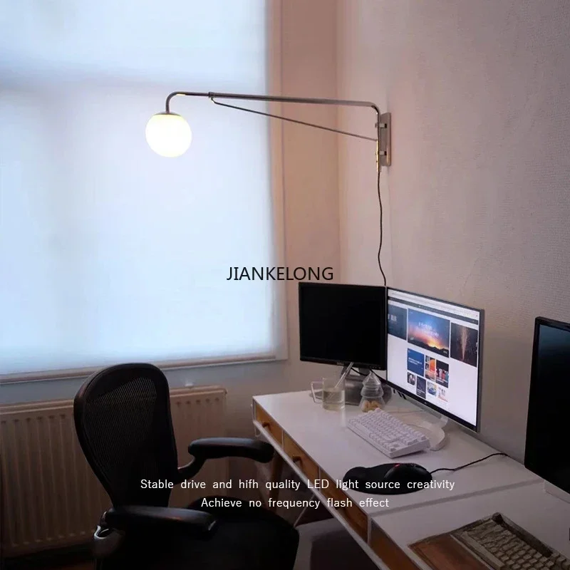 Bauhaus mittelalterliche Nachttischlampe im französischen Stil für das Hauptschlafzimmer, Wandlampe für Esszimmer, drehbare Teleskop-Schlafzimmerwandlampe