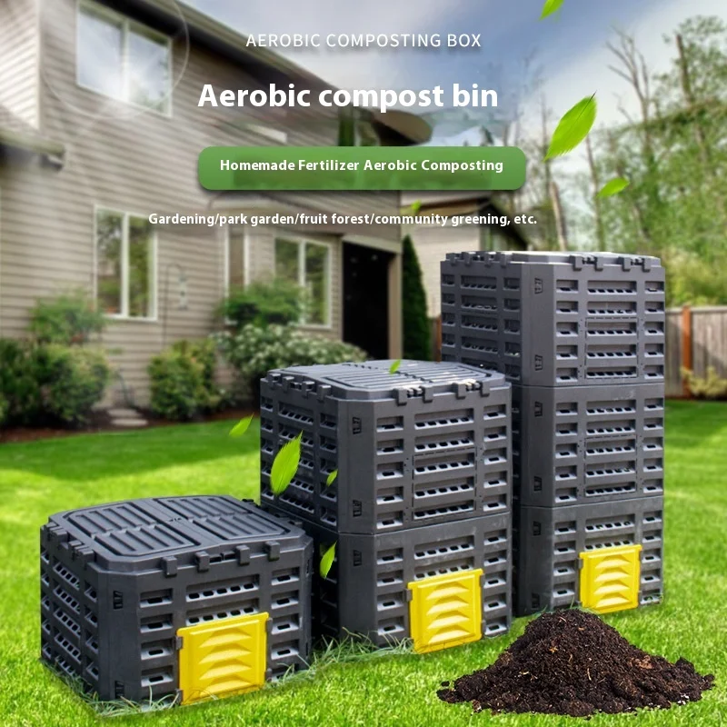 Courtyard Composting 300L Bin Garden Large Capacity Fermentation Tank Box Outdoor Tipping Bucket Barrel Anti Corrosion