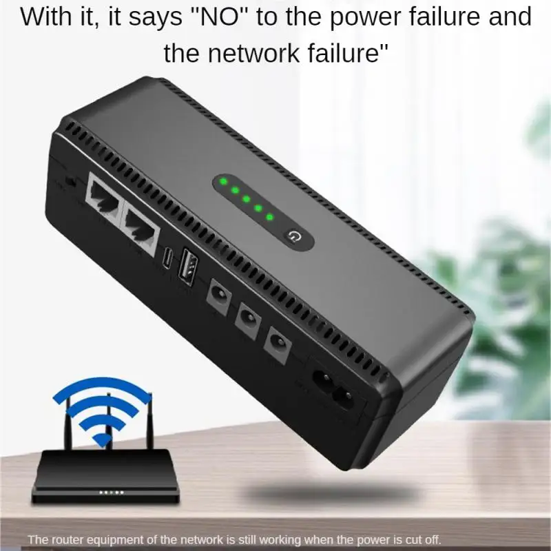 DC UPS Battery Backup 10400mAh 5V 9V 12V 2A 15V 24V 1A 2A Output Uninterruptible Power Supply 85‑265V UPS Battery Backup EU Plug