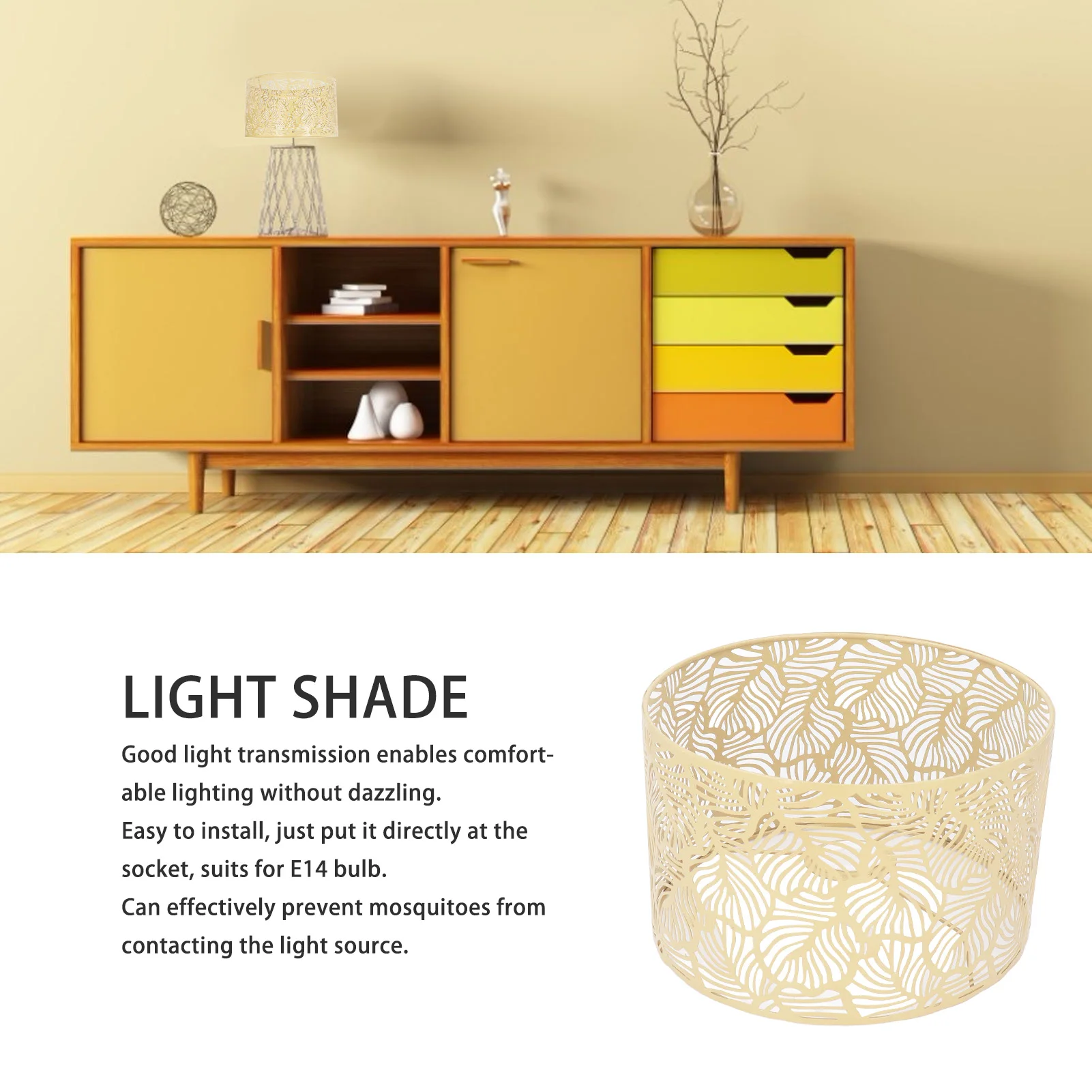 Stable Iron Lampshade Hollow Leaf Design Practical Bedroom Lamp Decorative Household Light Cover Home Decor Easy Install