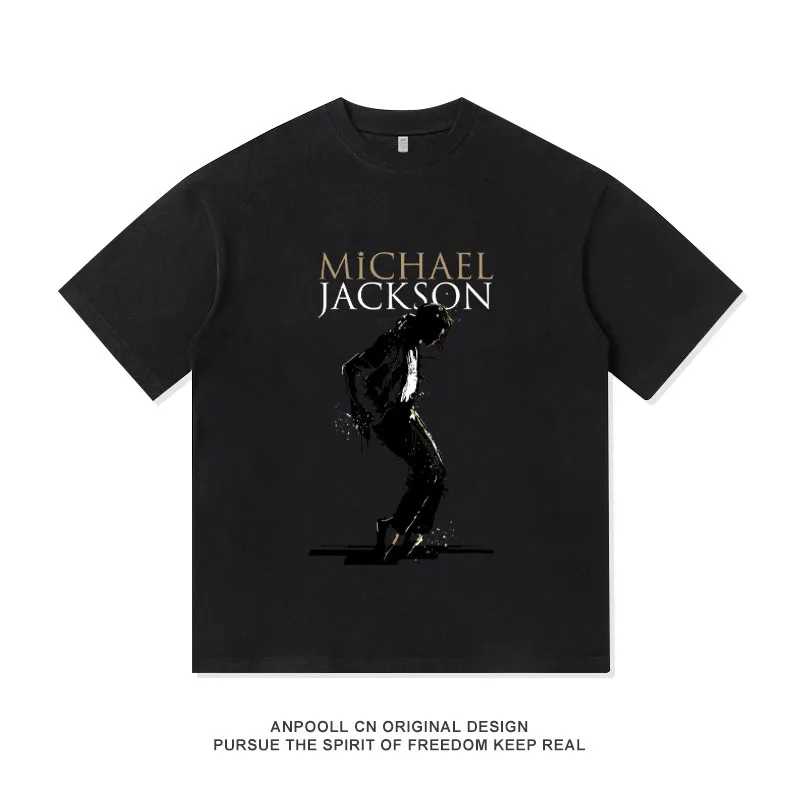 Michael Jackson Retro Pure Cotton Printed T-shirt New Men's and Women's Fashion Trend Loose Round Neck Casual Summer T-shirt