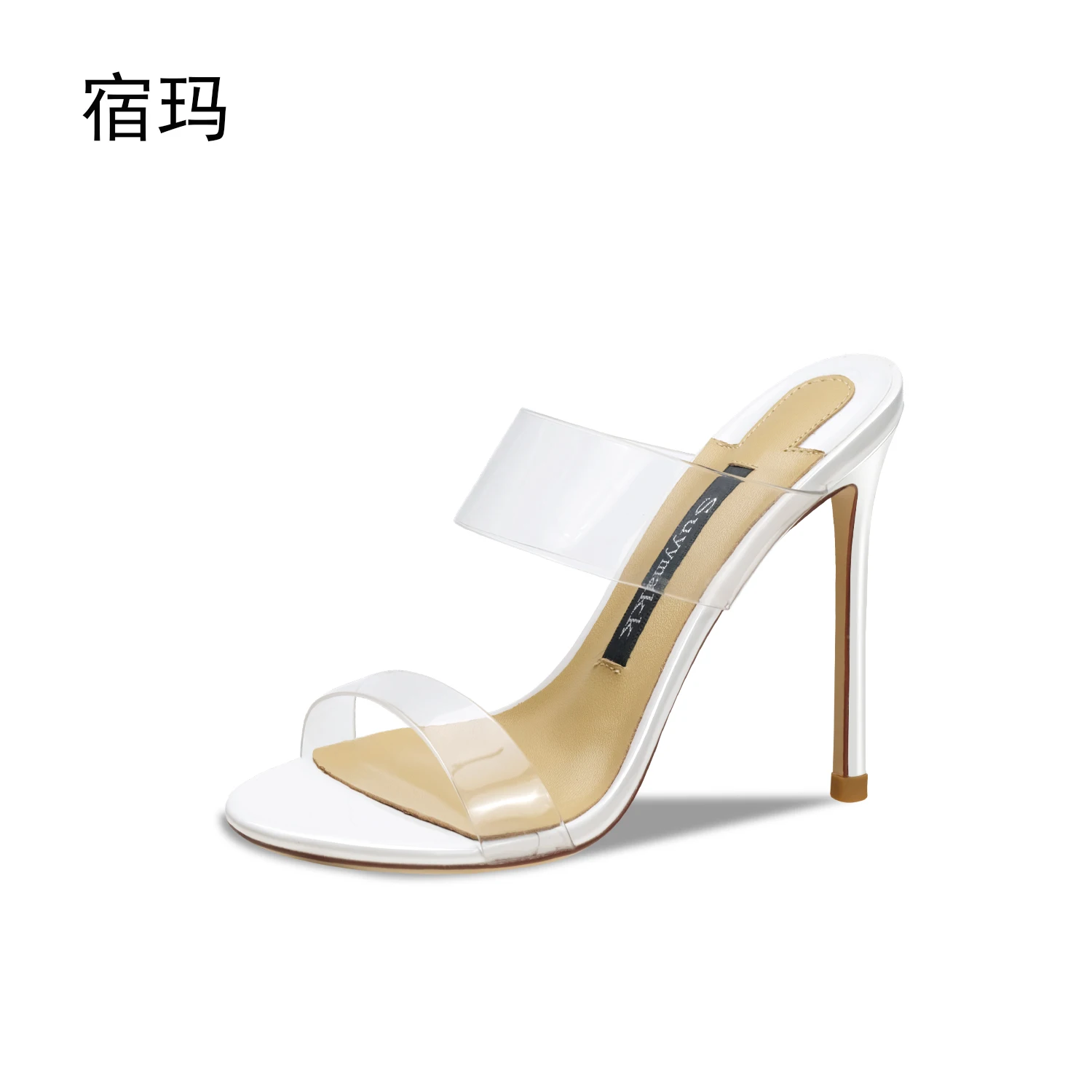 Summer Women's Shoes 2023 Slippers Luxury Open Toe Pvc Sandals Evening Dress Shoe Sexy High-heeled Sandals 6-8 10CM With Box