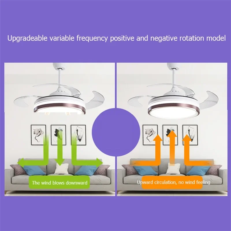 PLLY Ceiling Fan With Lights Remote Control 3 Colors LED Decorative For Home Living Room Dining Room Bedroom Restaurant