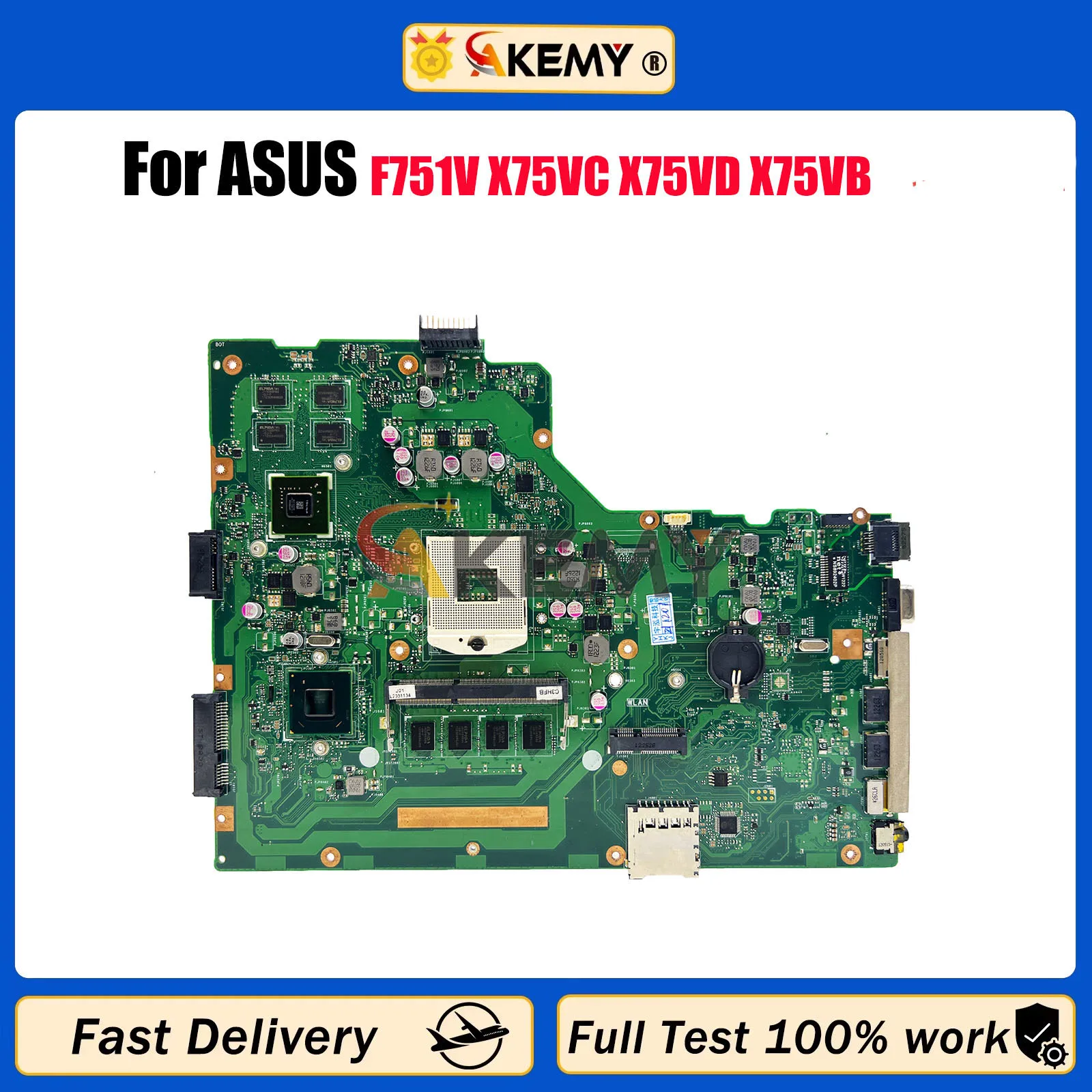 

X75VD Laptop Motherboard For ASUS VivoBook X75V F751V X75VC X75VD X75VB Notebook Mainboard in stock 100% tests OK fast shipping
