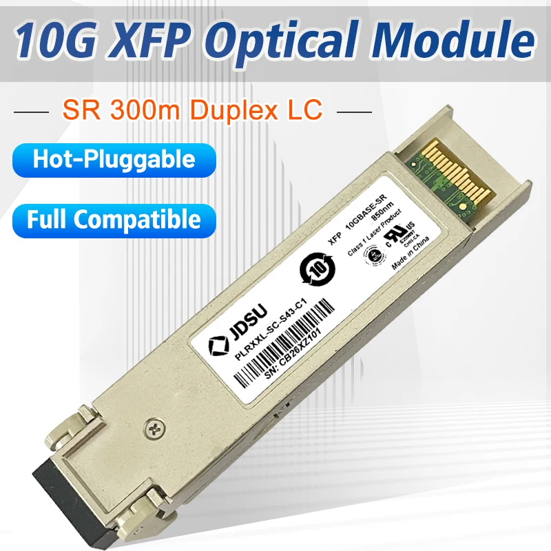 

XFP Transceiver 10GBase-SR 850nm 300M DOM Duplex LC MMF Optical Module JDSU PLRXXL-SC-S43-C1 XFP-10G-SR Full Compatible