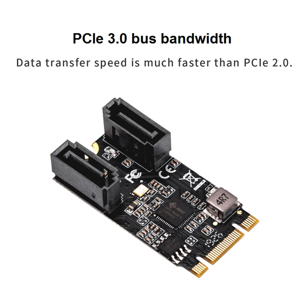 M2 PCIE NVMe SATA6G 2 Port SATA III 6Gb/S M.2 22X42 M Key and B Key Controller Adapter Card JMB582