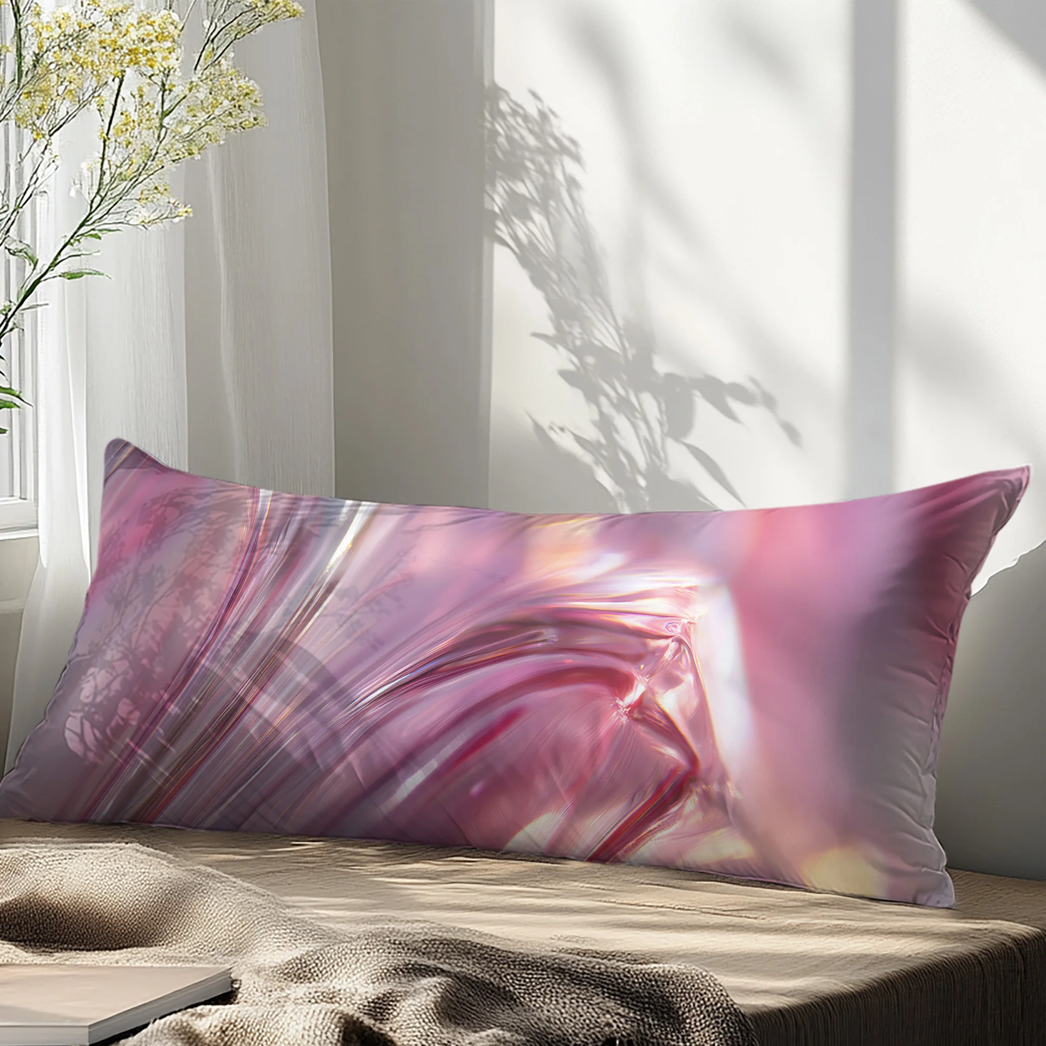 1pc Luxurious Rose Golden Marble Print Pillowcase 50.8X137.16 cm - Premium Soft Fabric with Zipper Closure, Elegant Bedding Deco