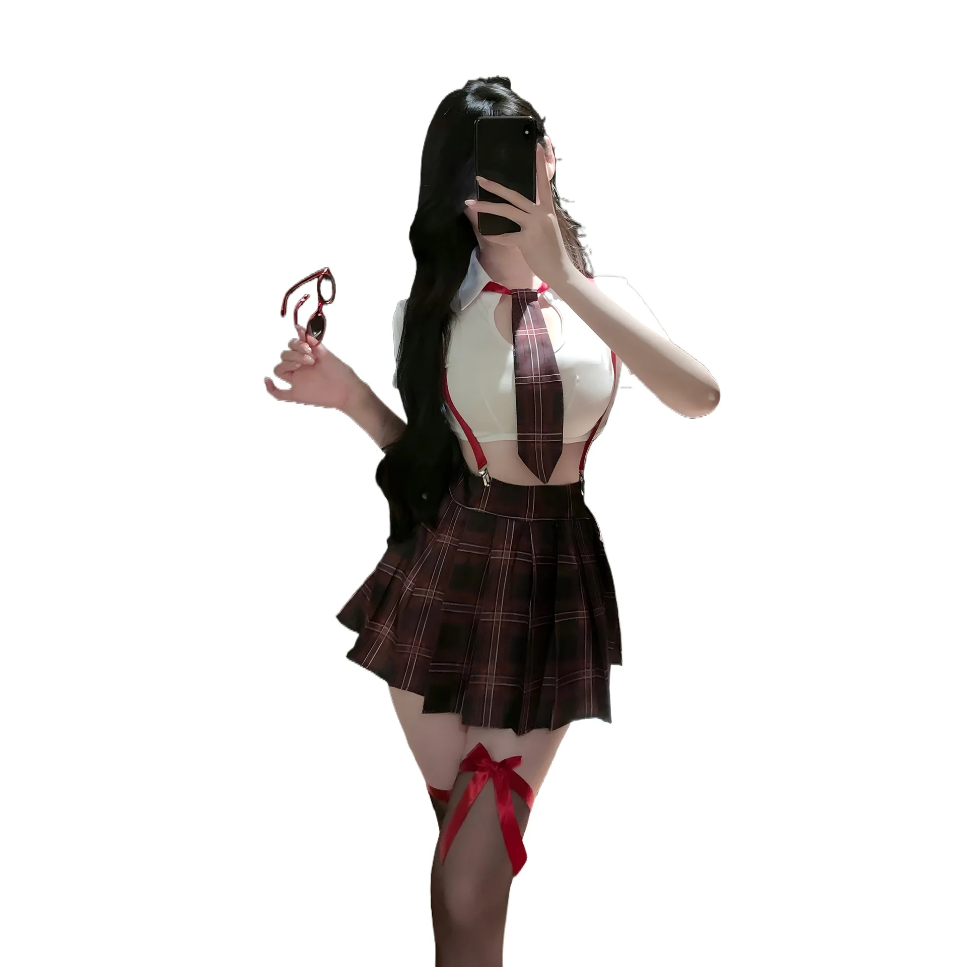 Disfraz de colegiala sexy para mujer, lencería erótica tipo babydoll, uniforme de estudiante con tirantes, juego de rol de chicas picantes japonesas, tentación