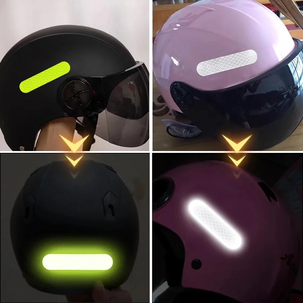 10Pcs Motorcycle Helmet Warning Reflective Stickers Night Safety Driving Decorative Strips Sticker Bicycle Moto Car Decals