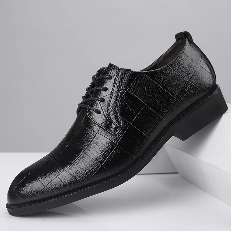 

Men's leather shoes, casual business formal leather shoes, lace-up, versatile wedding shoes, dress shoes