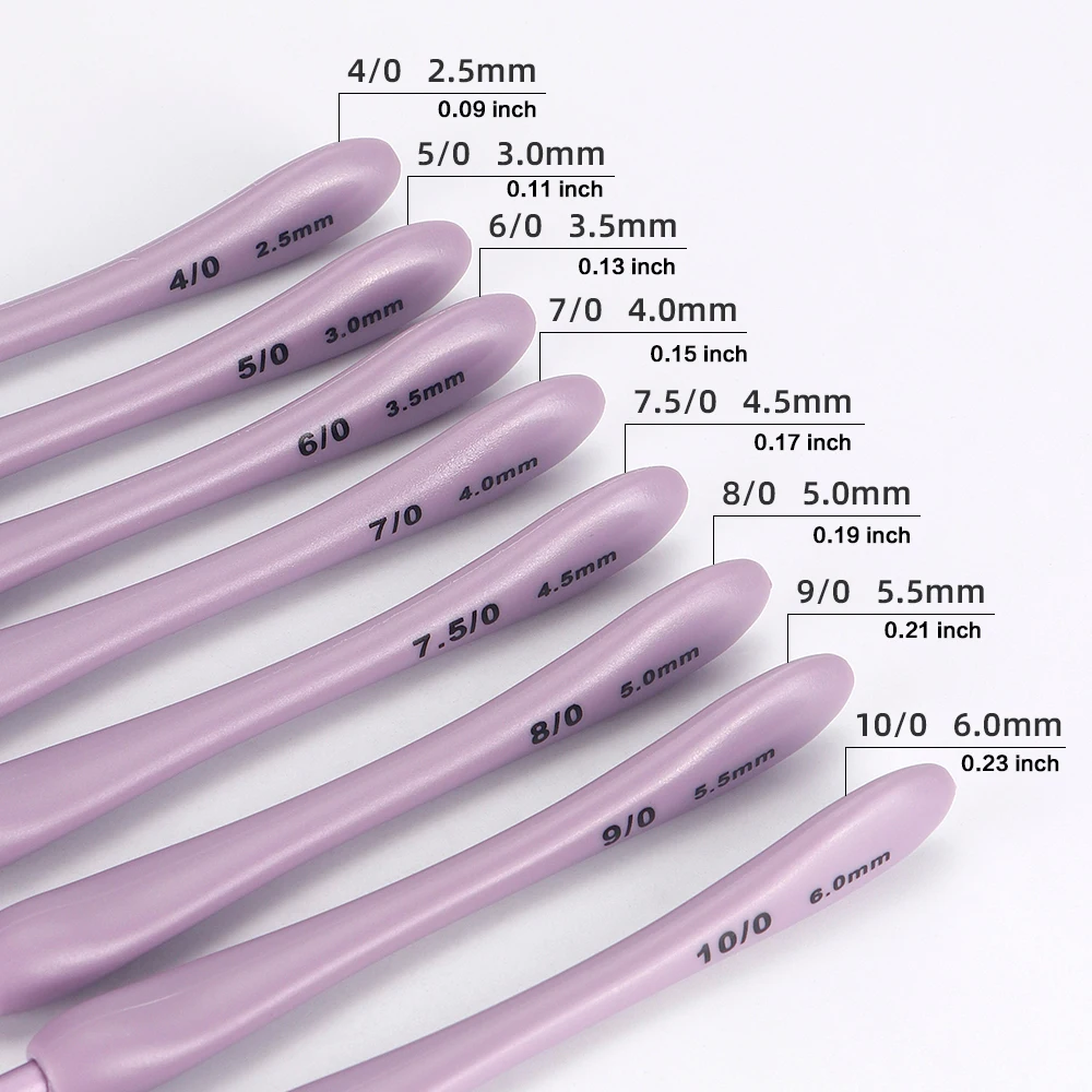 8Pcs Crochet Set Purple Crochet Ergonomic Hand Crochet Lightweight Aluminum Needle Yarn 2.5-6.0mm Beginner Knitting