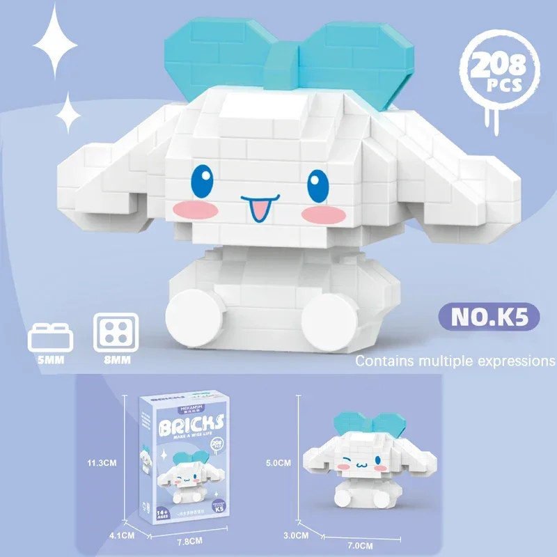 Sanrio Mini Building Block Sanrio Ornament Decoration Anime Figure Kuromi Cinnamoroll Assembled Toys Children's Puzzle Doll Gift