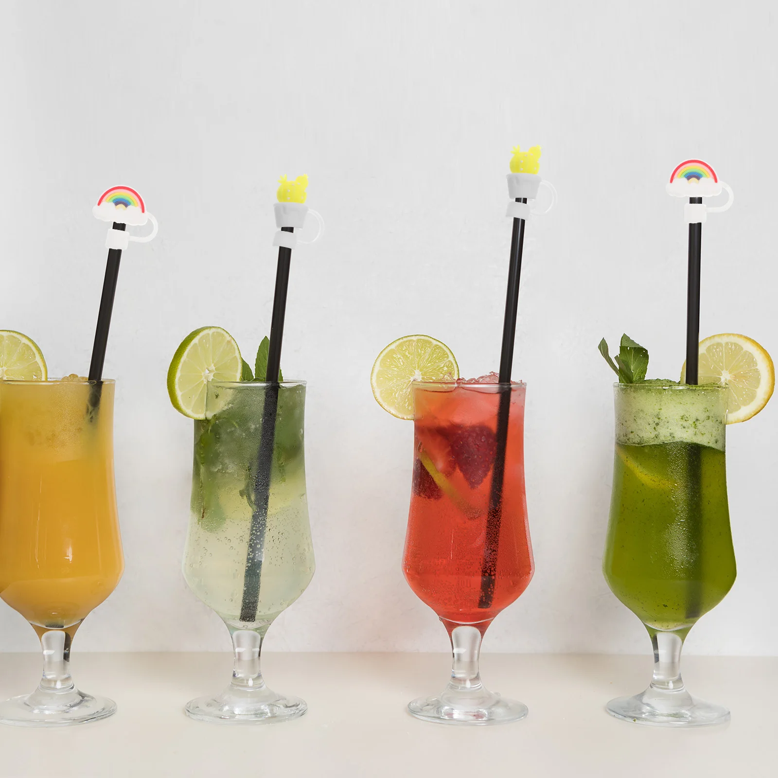6pcs Cute Silicone Tip Caps Reusable Drinking Protective Plug For Use Silicone Straw Covers Cap Reusable